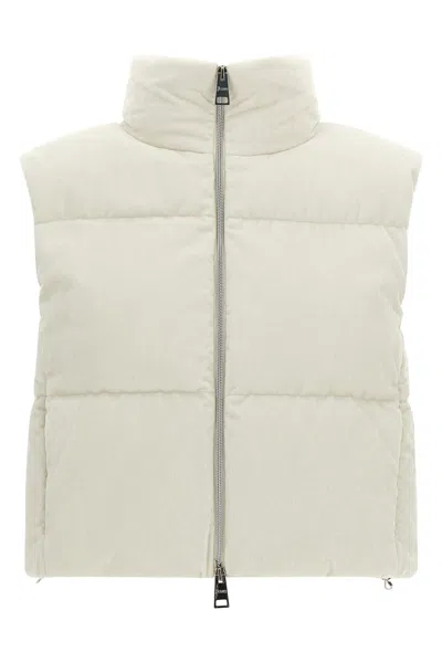 Herno Velvet Sleeveless Down Jacket In Neutral