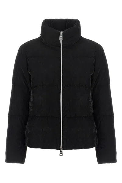 Herno Cape In Marbled Velvet In Black