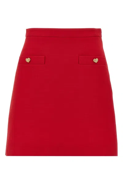 Valentino High Waist Skirt Heart-shaped Buttons In Red