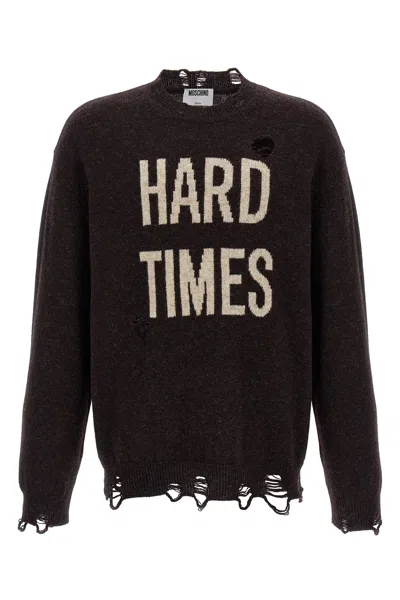 Moschino Couture Shetland Wool Pullover In Brown