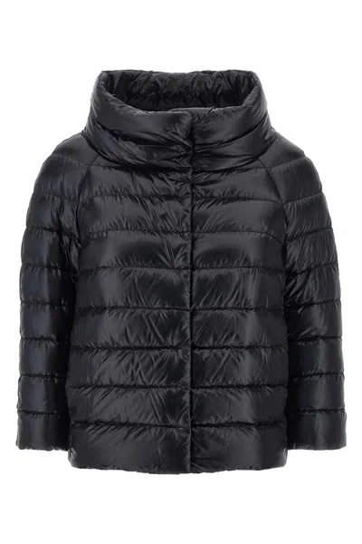 Herno Mini Cape With Jewelled Sleeves In Black