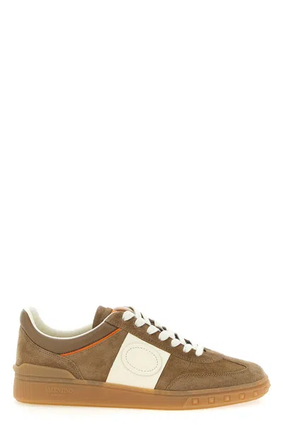 Valentino Upvillage Low-top Suede Sneakers In Brown