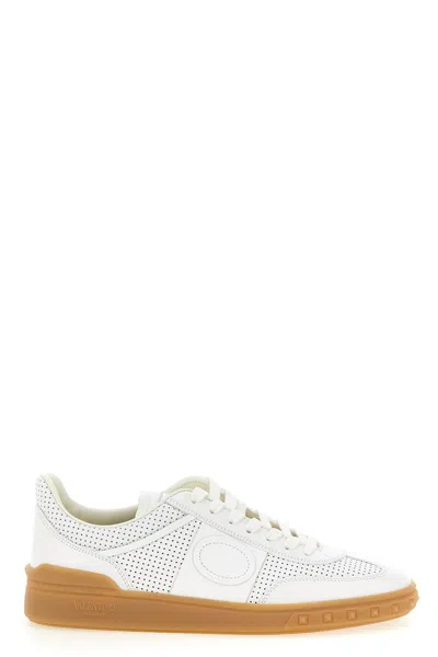 Valentino Garavani Nappa Leather Upvillage Round Toe Sneakers In White