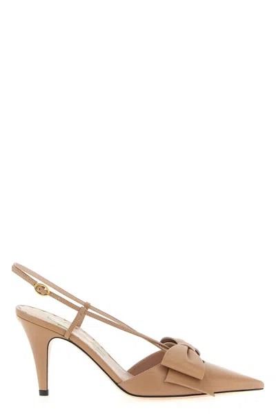 Valentino 'bowow' Slingback With Pointed Toe And Stiletto Heel In Pink