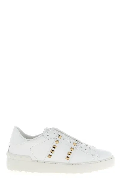 Valentino White Rockstud-embellished Low-top Sneakers In White