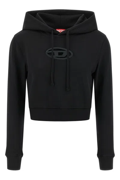 Diesel Hoodie Con Logo Oval D Cut-out In Black