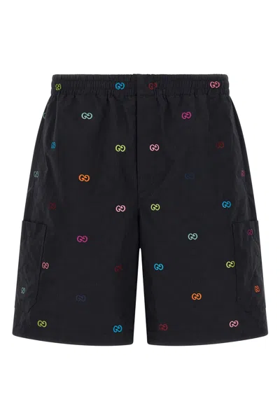 Gucci Bermuda Shorts With Elastic Waistband And Pockets In Black