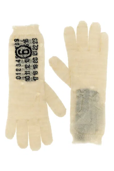 Mm6 Maison Margiela Numeric Signature Gloves Featuring Graphic Print In Multi