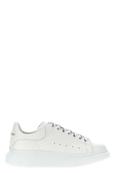 Alexander Mcqueen Oversized Hammered Leather Sneakers In White