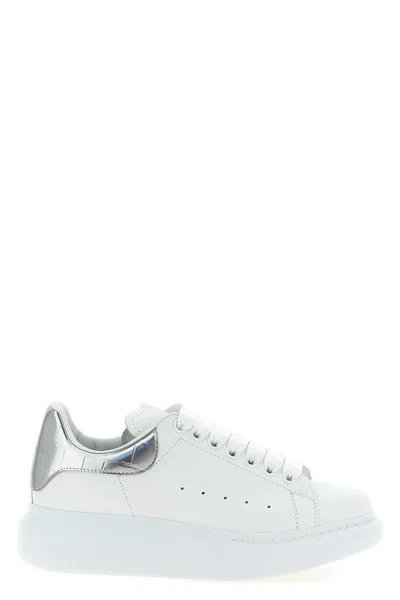 Alexander Mcqueen 'oversized Sneaker' With Croc-embossed Tab In Silver