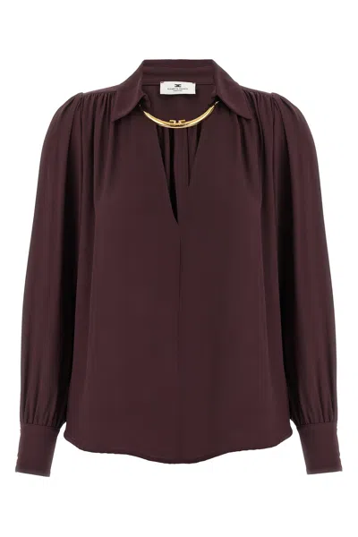 Elisabetta Franchi Merlot Blouse With Jewel In Purple