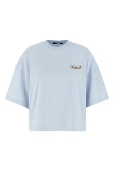 Jacquemus Le T-shirt Corto Logo-embroidered Cotton T-shirt In Blue