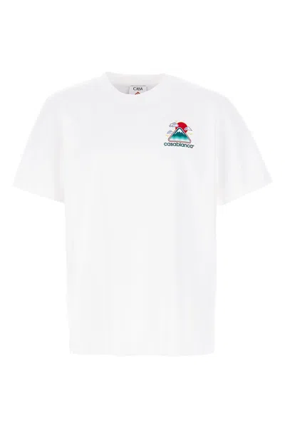 Casablanca Montagne Ondulée Logo-print Cotton-jersey T-shirt In White