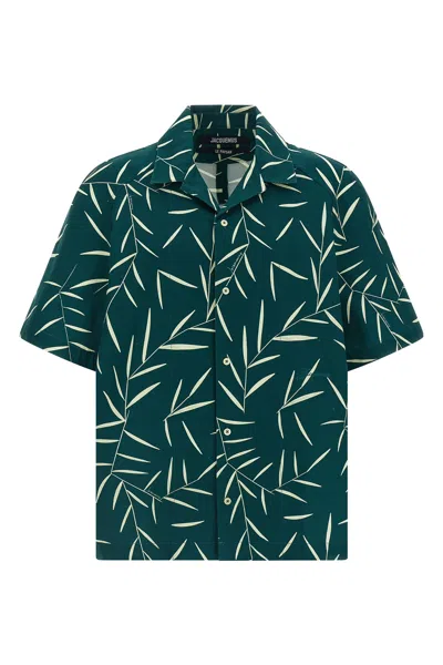 Jacquemus Fonccio Camp-collar Printed Cotton-twill Shirt In Green