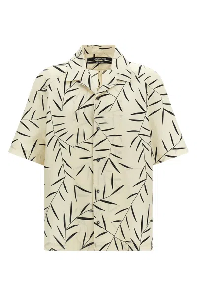 Jacquemus Leaf-print Short-sleeved Shirt In White