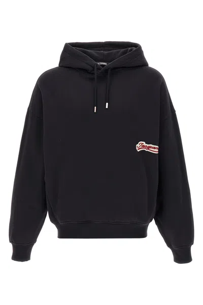 Jacquemus Relaxed Fit Hoodie With Drawstring In Blue