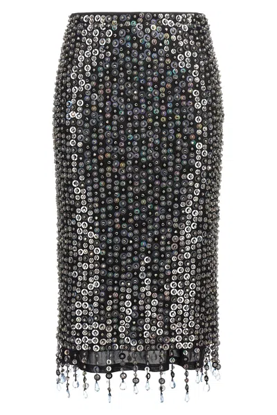 Pinko Whisper Beaded High-waisted Sequin Skirt In Black