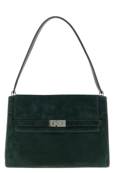 Tory Burch Large Rectangular Shoulder Bag With Suede Finish In Green