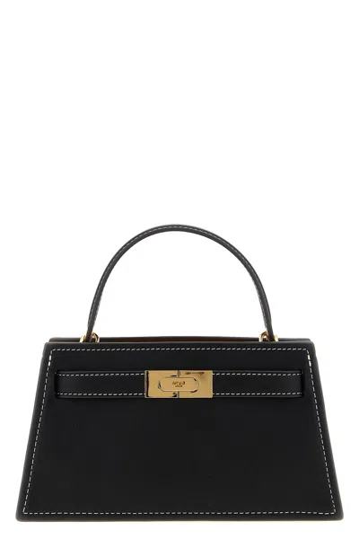 Tory Burch Petite Lee Radziwill Leather Top Handle Bag In Black