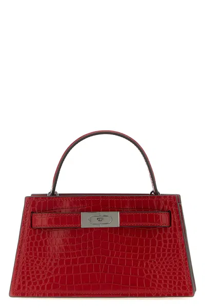 Tory Burch Small Lee Radziwill Croc Handbag In Red