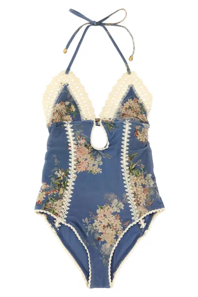 Zimmermann "cascadian" One-piece Swimsuit In Blue
