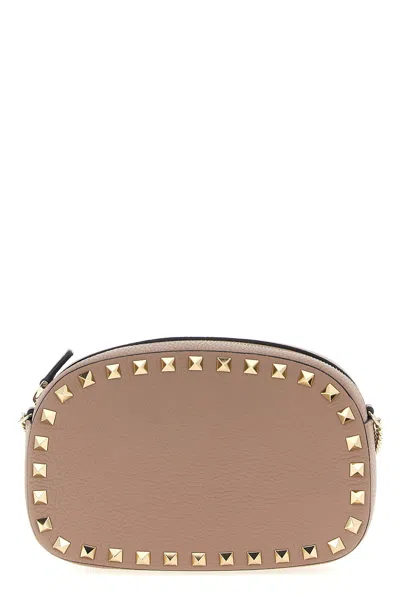 Valentino Rockstud Mini Grainy Leather Crossbody In Pink