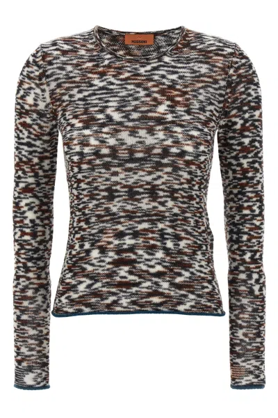 Missoni Crew Neck Sweater With Flame Pattern In Cashmere Blend In Multi