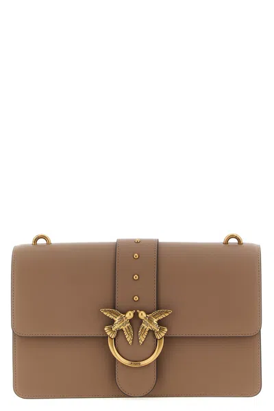 Pinko Love Leather Crossbody Bag In Brown