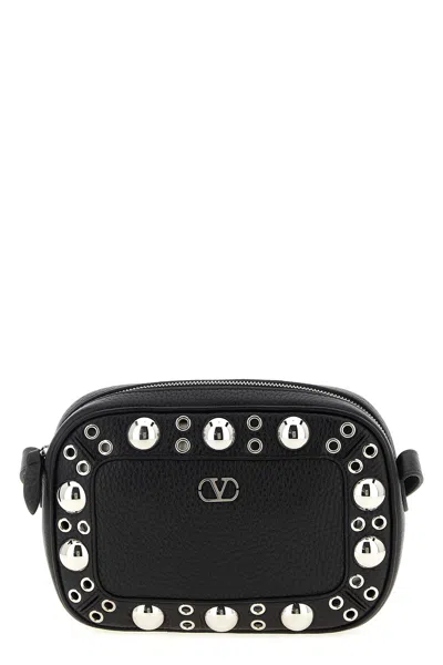 Valentino Garavani Nellcote Studded Leather Camera Crossbody Bag In Black