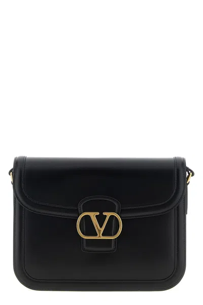 Valentino Small Vlogo Signature Flap Shoulder Bag In Black