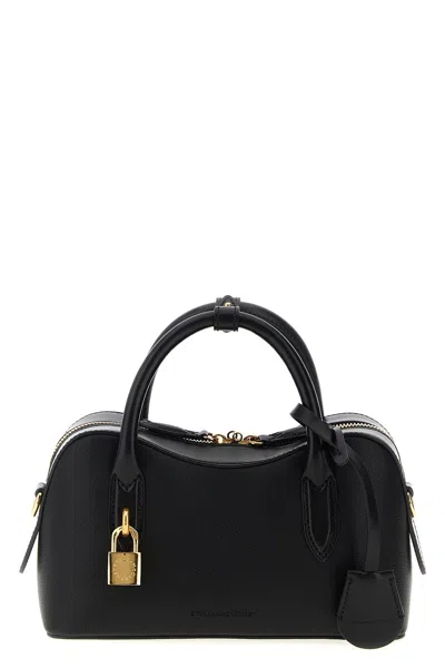 Stella Mccartney Ryder Black Small Handbag With Two Top Handles And Front Padlock Detail With Logo In Ecoleather Woma