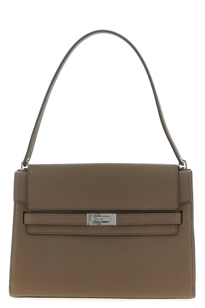 Tory Burch Large Shoulder Bag Metal Hardware In Gray