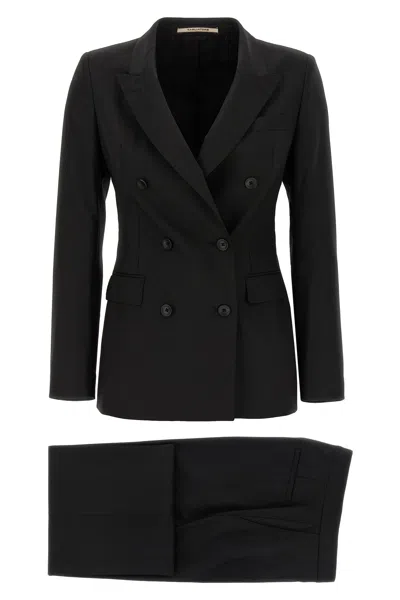 Tagliatore Tailored Black Blazer With Double-breasted Design And Structured Lapel In Black