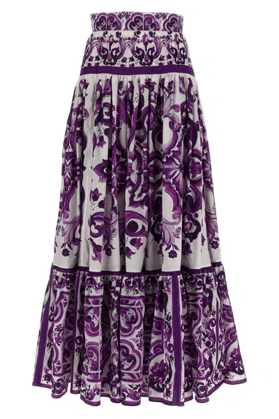 Dolce & Gabbana Maxi Skirt Dg In Purple