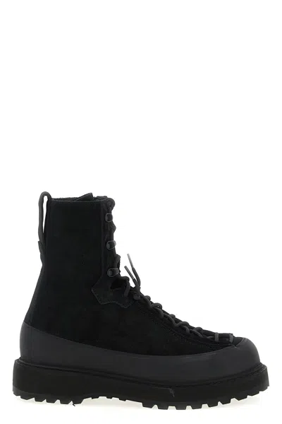 Stone Island Hiking Boot With Dual Lacing And Lug Sole In Black