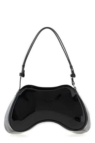 Diesel Play-glossy Shoulder Bag In Black
