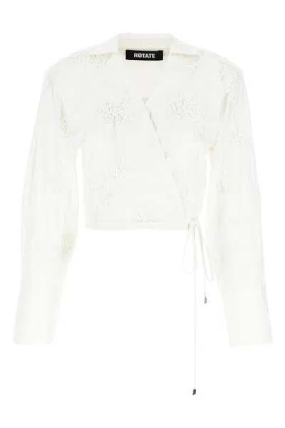 Rotate Birger Christensen Rotate Birgerchristensen Wraparound Shirt Top In White