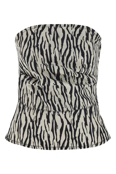 Rotate Birger Christensen 'zebra Print' Strapless Top In Multi