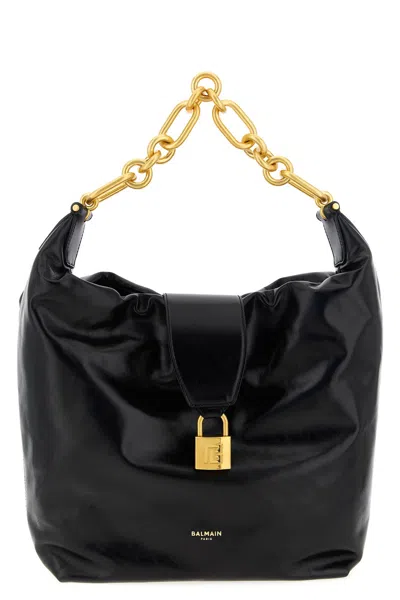Balmain 'chain Strap Padlock Detail' Shoulder Bag In Black