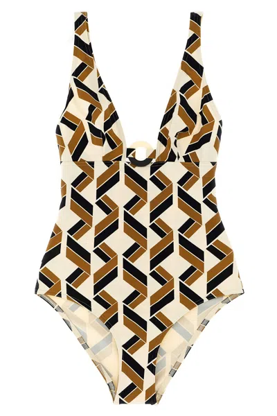 Eres 'party' Geometric Cut-out Swimsuit With Deep V-neck In Multi