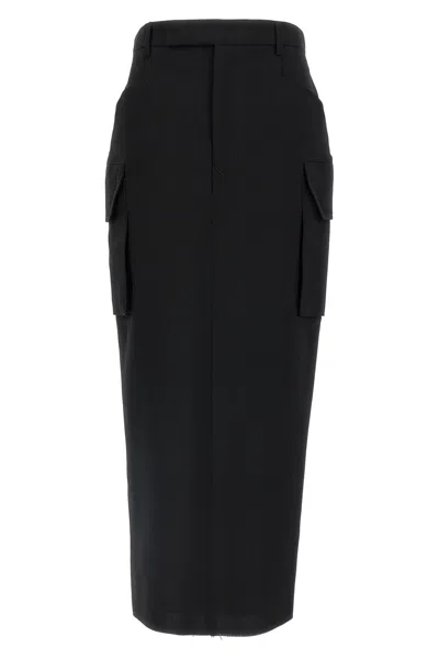 Rick Owens Firbanks Wool Midi Skirt In Black