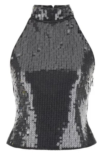 Rotate Birger Christensen Rotate Sleeveless Silver Top With All-over Paillettes In Multi