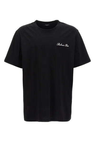 Balmain Black Cotton T-shirt In Multi