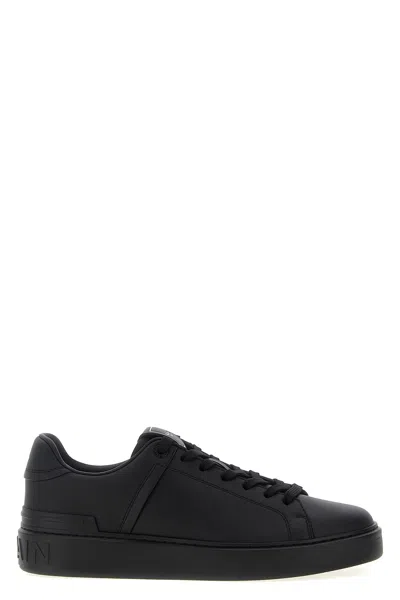 Balmain Court Round Toe Flat Sole Sneakers In Black