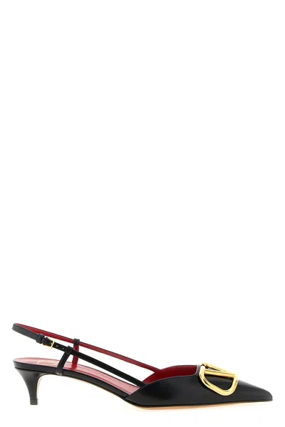 Valentino Vlogo Signature Pointed Toe Slingback Pumps In Black