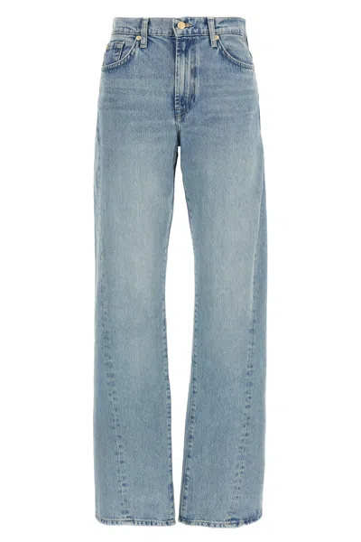 7 For All Mankind Faded Wash Five-pocket Denim Trousers In Blue