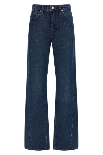 7 For All Mankind Wide Leg Denim Jeans In Blue