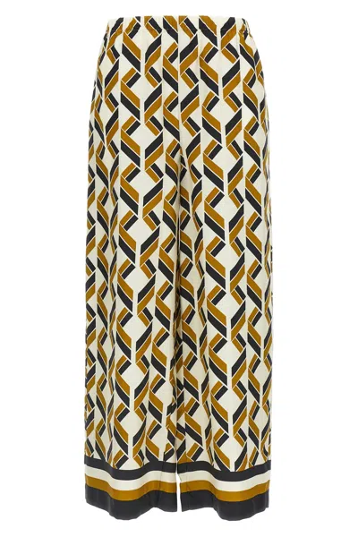 Eres Tube Patterned Silk Twill Wide-leg Pants In Brown