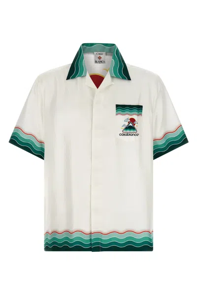 Casablanca Silk Short-sleeved Shirt With Wave In Multi