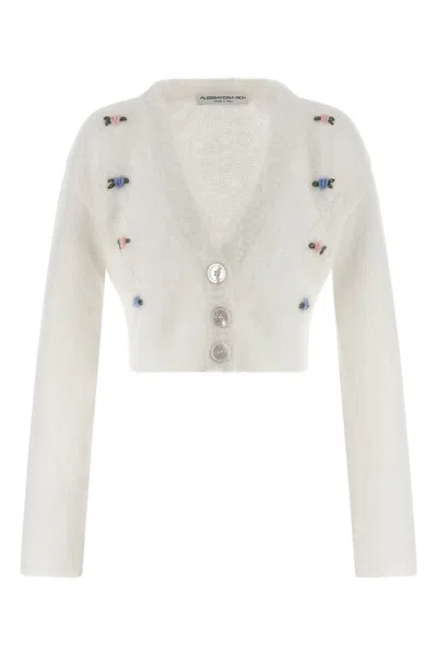 Alessandra Rich 'carded Mohair' Cardigan In White